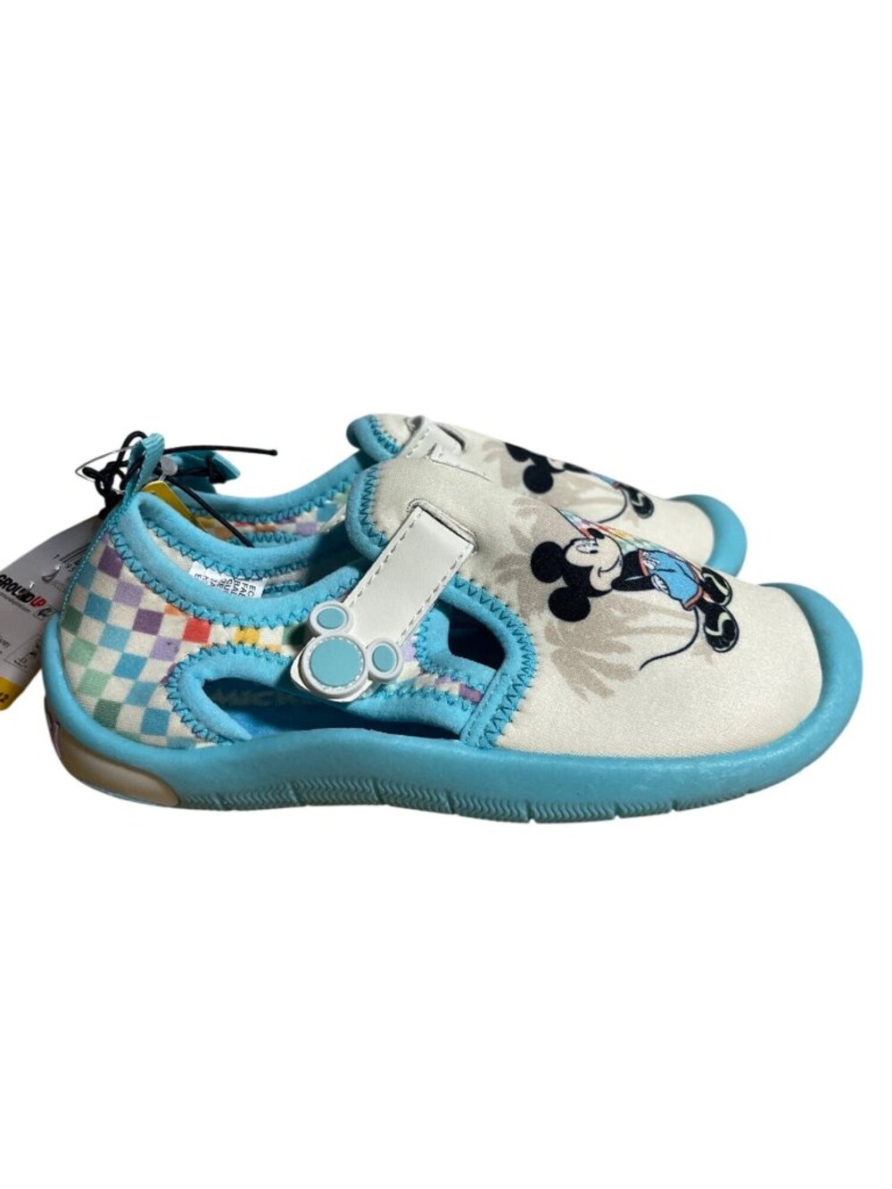 Disney Mickey Mouse Toddler Boys Water Shoes Size 11/12 Aqua & White Surf Design